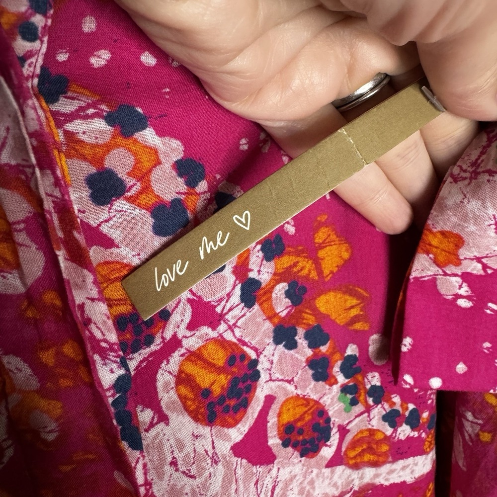 Cleobella Rohita Kaftan Dress‎ Pink Midi Shift Floral Cotton Size L NO BELT Pink - Picture 5 of 12